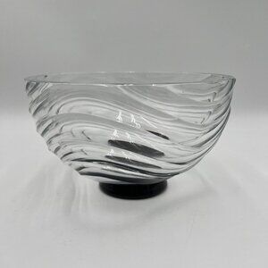 Vintage ORREFORS MCM~ Thick Wavy glass with Black Bottom signed Orrefors